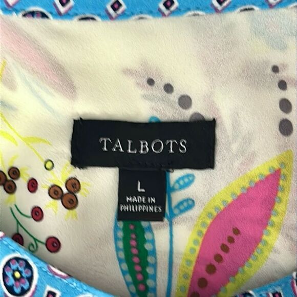 NWOT Talbots Band Collar Popover Top Blouse Cream Floral Long Sleeve size L - Picture 11 of 13